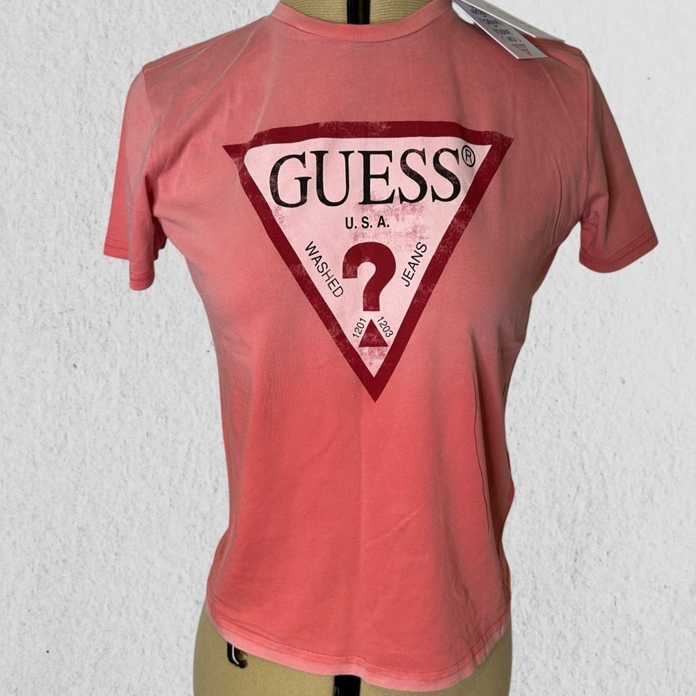 Guess Jeans Kids Coral Pink Graphic T-Shirt Short Sleeve girls size 12